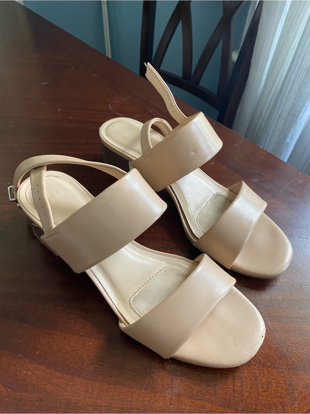 Nude Block Heel Slingback Sandals - Women's